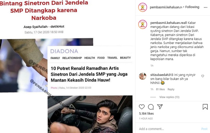 Renald Ramadhan \'Dari Jendela SMP\' Terciduk Narkoba?
