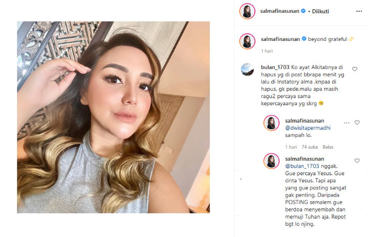 Salmafina Terciduk Hapus Ayat Alkitab 'Beban Hidup', Ngamuk Dikira