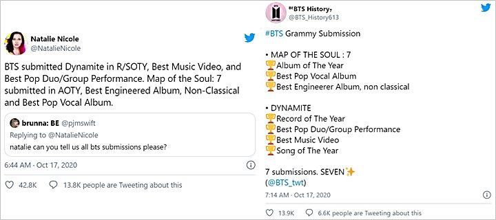 BTS Dikabarkan Ajukan \'MOTS: 7\' dan \'Dynamite\' untuk Tujuh Nominasi Grammy Awards 2021
