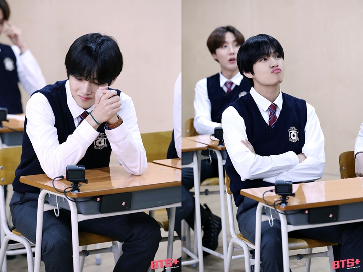 Gantengnya V BTS Berseragam Sekolah Persis Murid Teladan Bikin Jatuh Cinta