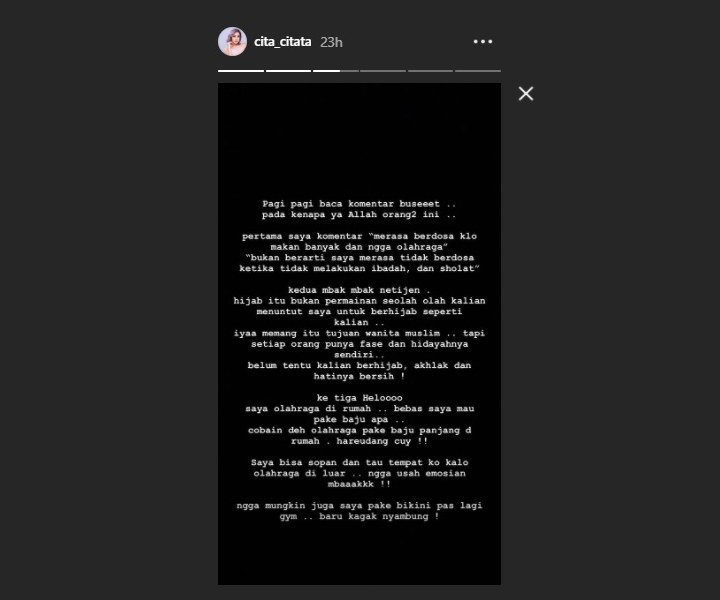 Cita Citata Emosi Dituding Umbar Aurat Hingga Dituntut Berhijab Oleh Netter, Beri Balasan Menohok