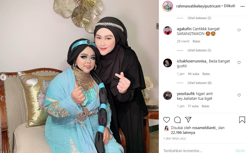 Rahmawati Kekeyi Bikin Pangling Terapkan Riasan Princess Jasmine, Begini Hasilnya