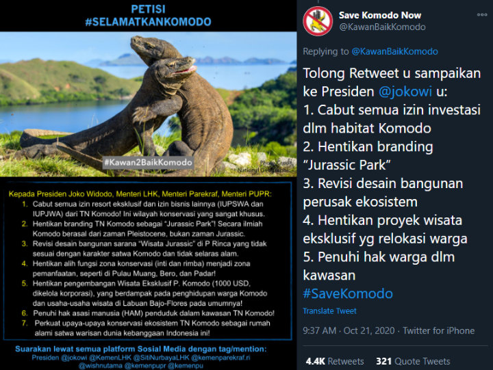 #SaveKomodo Bergema Usai Foto Komodo-Truk Jurassic Park Viral