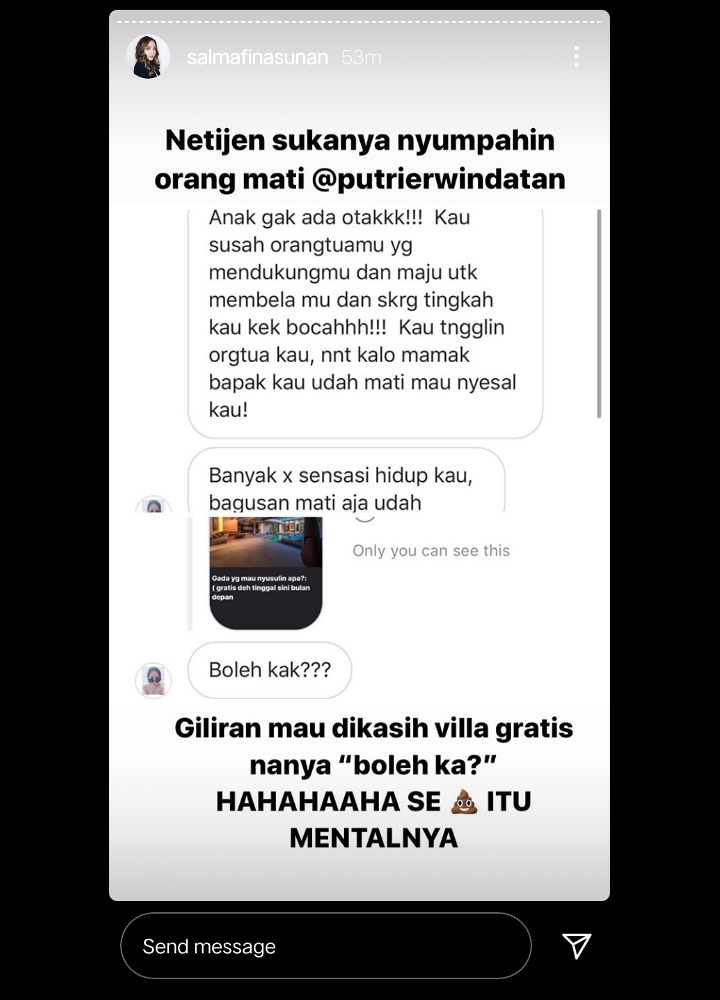 Salmafina Disumpahi Mati Tapi Juga \'Ditodong\' Villa Gratis, Begini Jawaban Menohoknya