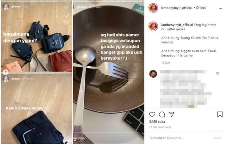 Gita Savitri Ikutan \'Buang Tas\' Seperti Arie Untung, Ternyata Gak Branded