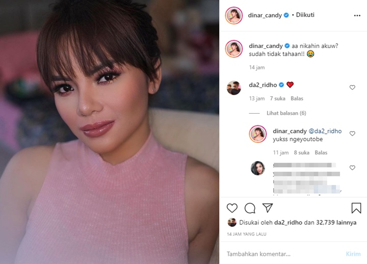Dinar Candy Tak Tahan Ingin Segera Nikah, Ridho DA \'Pepet\' Bagikan Emoji Hati