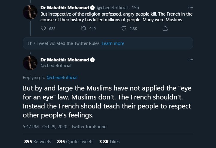Boleh Bunuh Jutaan Orang Prancis, Cuitan Mantan PM Malaysia Kena Semprit Twitter