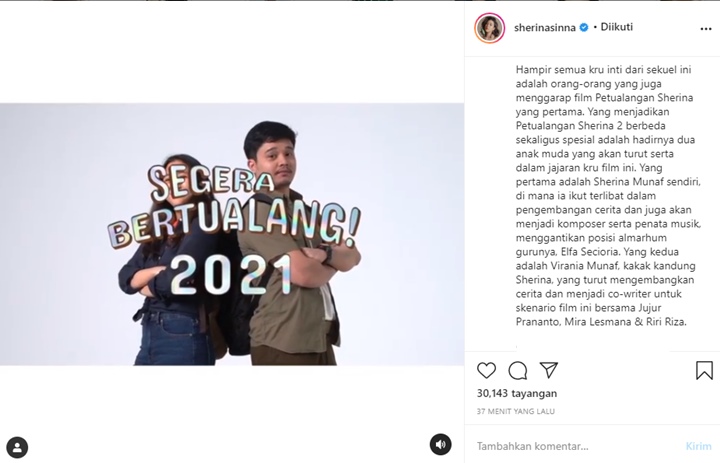 Bakal Rilis pada 2021, Sherina Ungkap Detail Penggarapan Film \'Petualangan Sherina 2\'