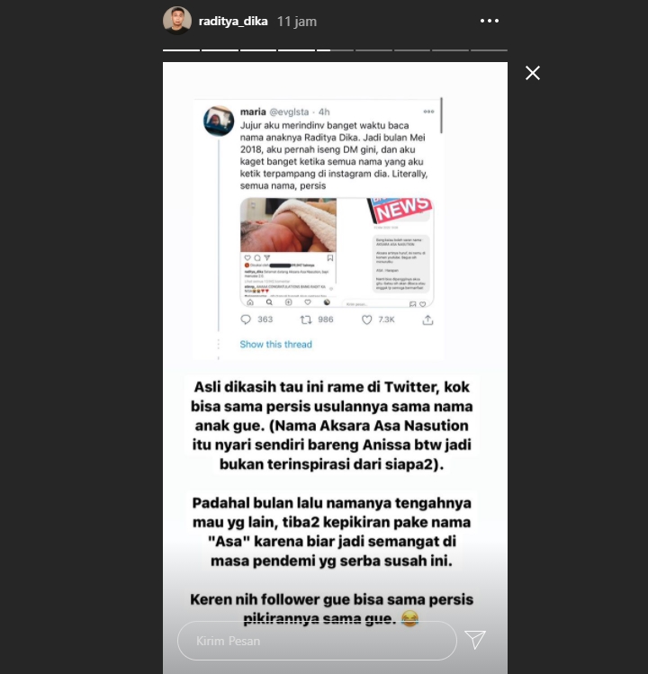 Heboh Netizen Sukses \'Ramal\' Nama Anak Kedua, Raditya Dika Beber Inspirasinya