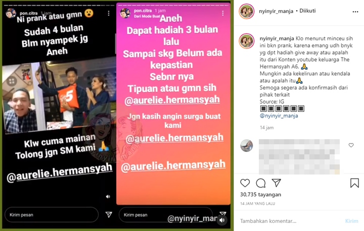 Giveaway Motor, Aurel Hermansyah Disebut Belum Berikan Hadiah pada Pemenang