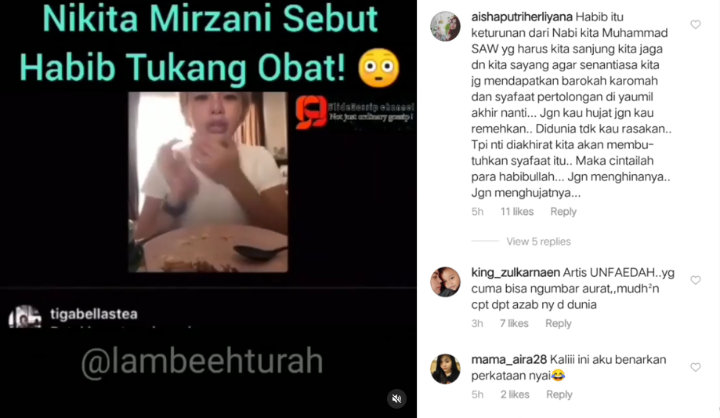 Heboh Nikita Mirzani Diduga Ledek Habib Rizieq Tukang Obat, Tuai Kecaman Fans Sang Ulama