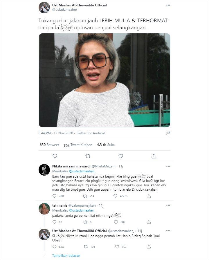 Cuitan Hinaan Ustaz Maaher Untuk Nikita Mirzani Masuk Trending, Begini Isinya