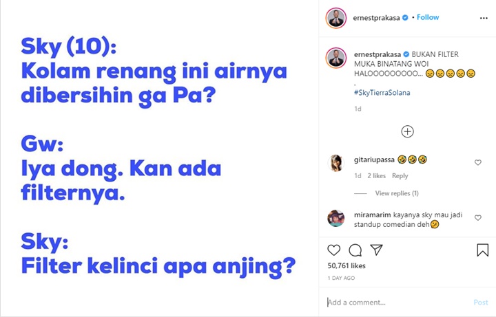 Ernest Prakasa Dibikin Emosi Sang Putri Gara-gara Obrolan Receh Ini, Netter Ngakak Berjamaah