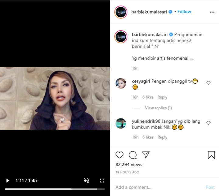 Barbie Kumalasari Kembali Ramal Artis Inisial \'N\' Tenar Karena Pansos, Dua Artis Ini Terseret