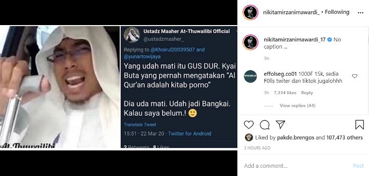 Makin Panas, Nikita Mirzani Kembali Beber Bukti Nyata Ustaz Maheer Pernah Hina Gus Dur