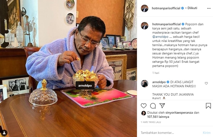 Menang Lelang Popcorn Buatan Chef Arnold, Hotman Paris Beber Alasan Berani Tawar Rp 50 Juta