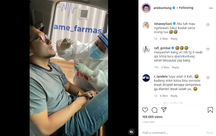 Ekspresi Tegang Arie Untung Saat Tes Swab Ditertawakan Istri, Netter Ikutan Ngakak
