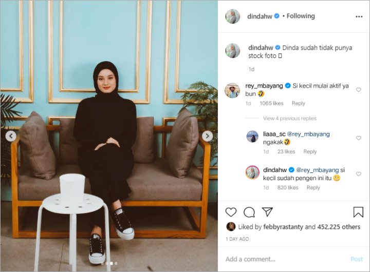 Dinda Hauw Cantik Berbusana Serba Hitam, Komentar Rey Mbayang Malah Bikin Ngakak