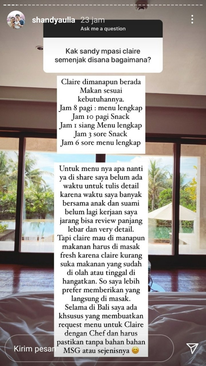Diledek Kurus, Ternyata Bayi Shandy Aulia Makan Lima Kali Sehari Dimasakan Langsung Oleh Chef