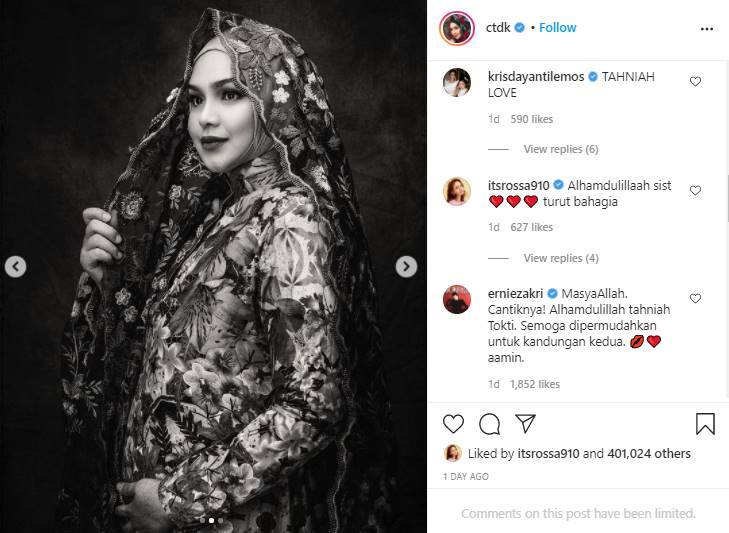 Masuki Usia 41 Tahun, Siti Nurhaliza Umumkan Tengah Hamil Anak Kedua