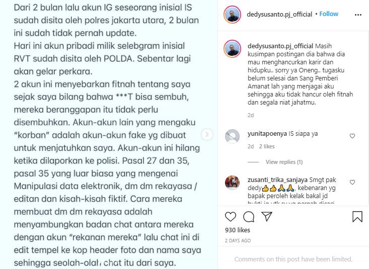 Belum Usai, Instagram Revina VT Kini Disita Polisi Terkait Kasus Dengan Motivator Dedy Susanto