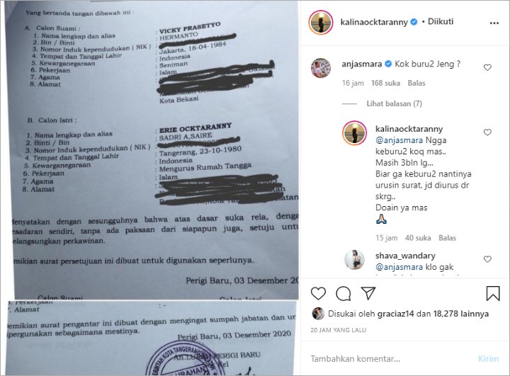 Anjasmara Sebut Rencana Pernikahan Kalina Oktarani Dan Vicky Prasetyo Terkesan Buru-Buru