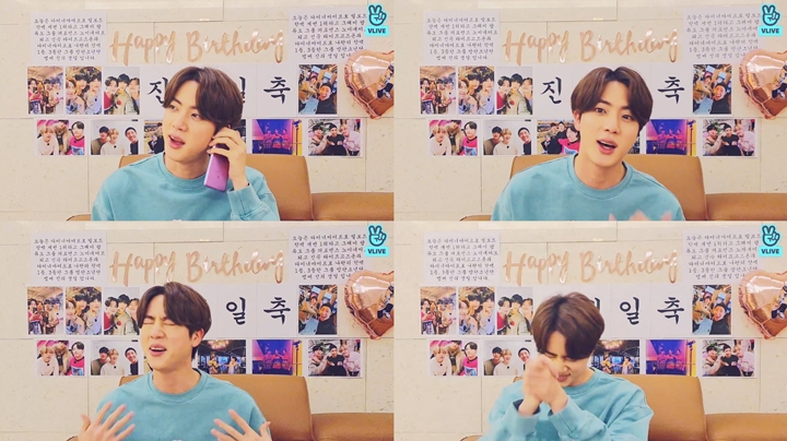 Jin BTS Terharu Dapat Ucapan Selamat Ultah dari Park Seo Joon dkk Berkat V