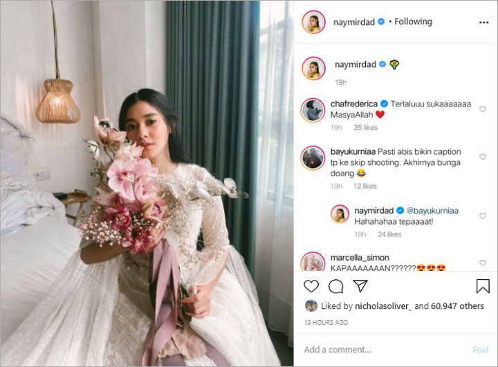 Naysila Mirdad Pamer Foto Pakai Gaun Pengantin, Ramai Diserbu Pertanyaan \'Kapan Nikah\'