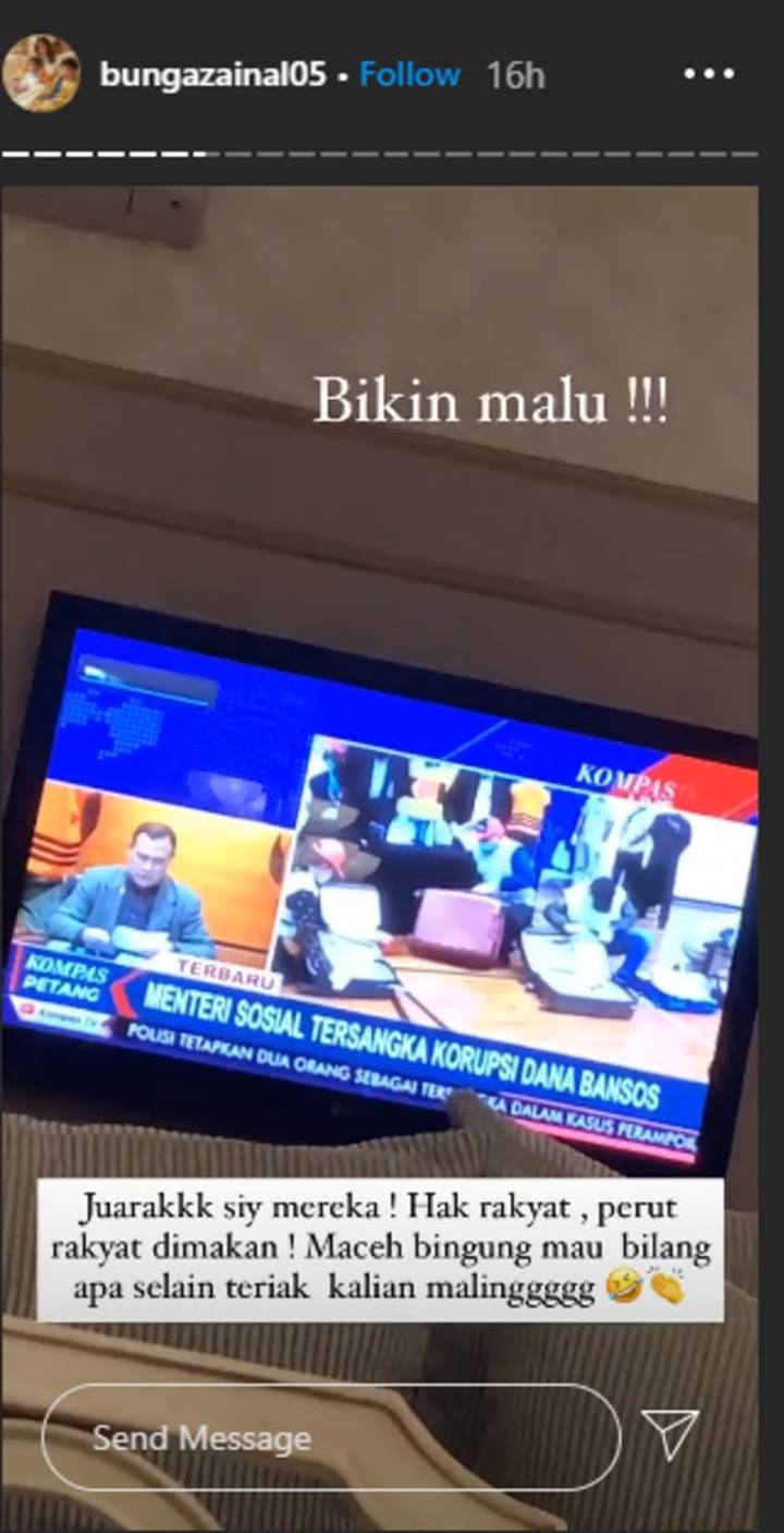 Bunga Zainal \'Teriaki\' Mensos Juliari Tersangka Korupsi Bansos COVID-19: Kalian Maling!