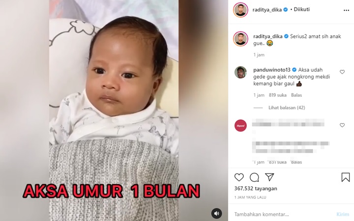 Raditya Dika Unggah \'Bukti\' Kedua Anaknya Sudah Sadar Kamera Sejak Usia 1 Bulan