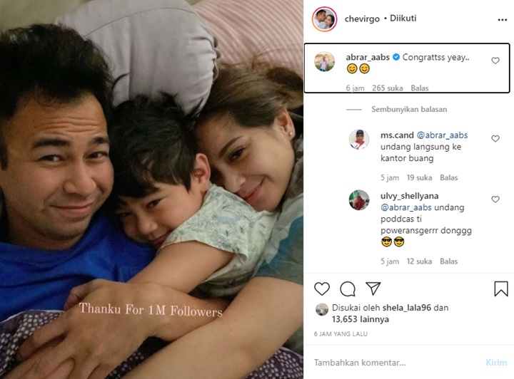 Akun Fanbase Raffi-Nagita Raih 1 Juta Followers, Dapat Ucapan Selamat dari Tim Rans