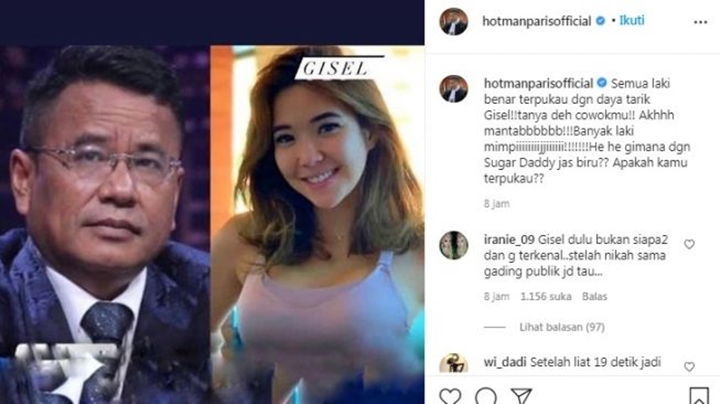 Sebut Dirinya Sugar Daddy, Hotman Paris Puji Daya Tarik Yang Dimiliki Gisel