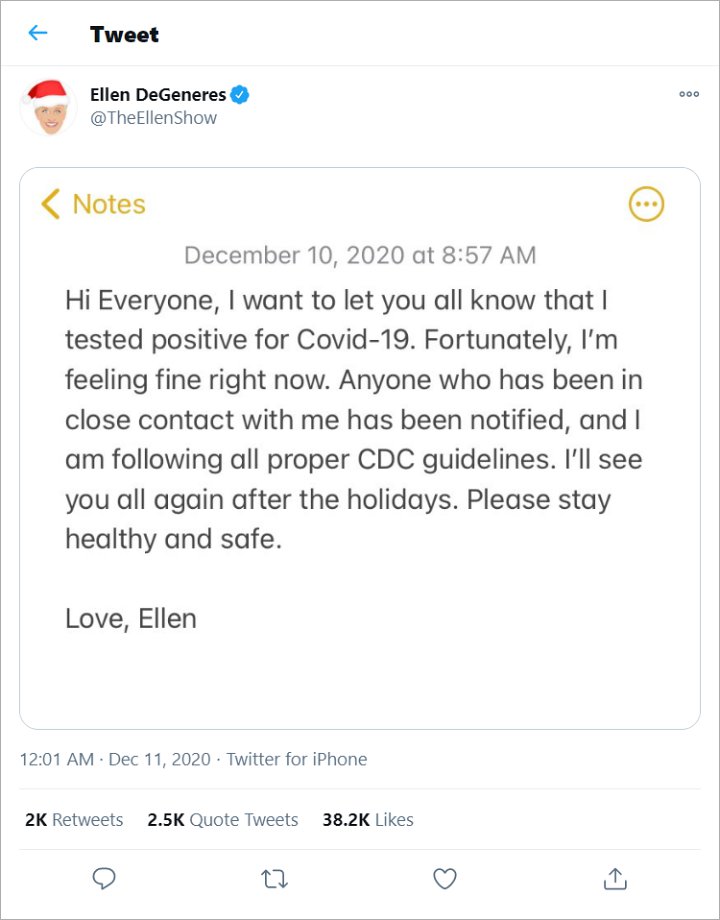 Ellen DeGeneres Positif COVID-19, Acaranya Bakal Setop Sementara Hingga 2021