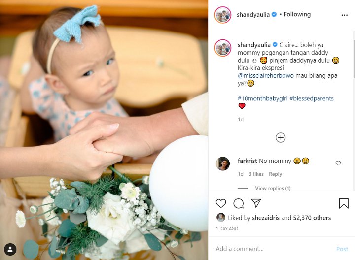 Shandy Aulia dan Suami Mesra, Ekspresi Cemberut Baby Claire Jadi Sorotan