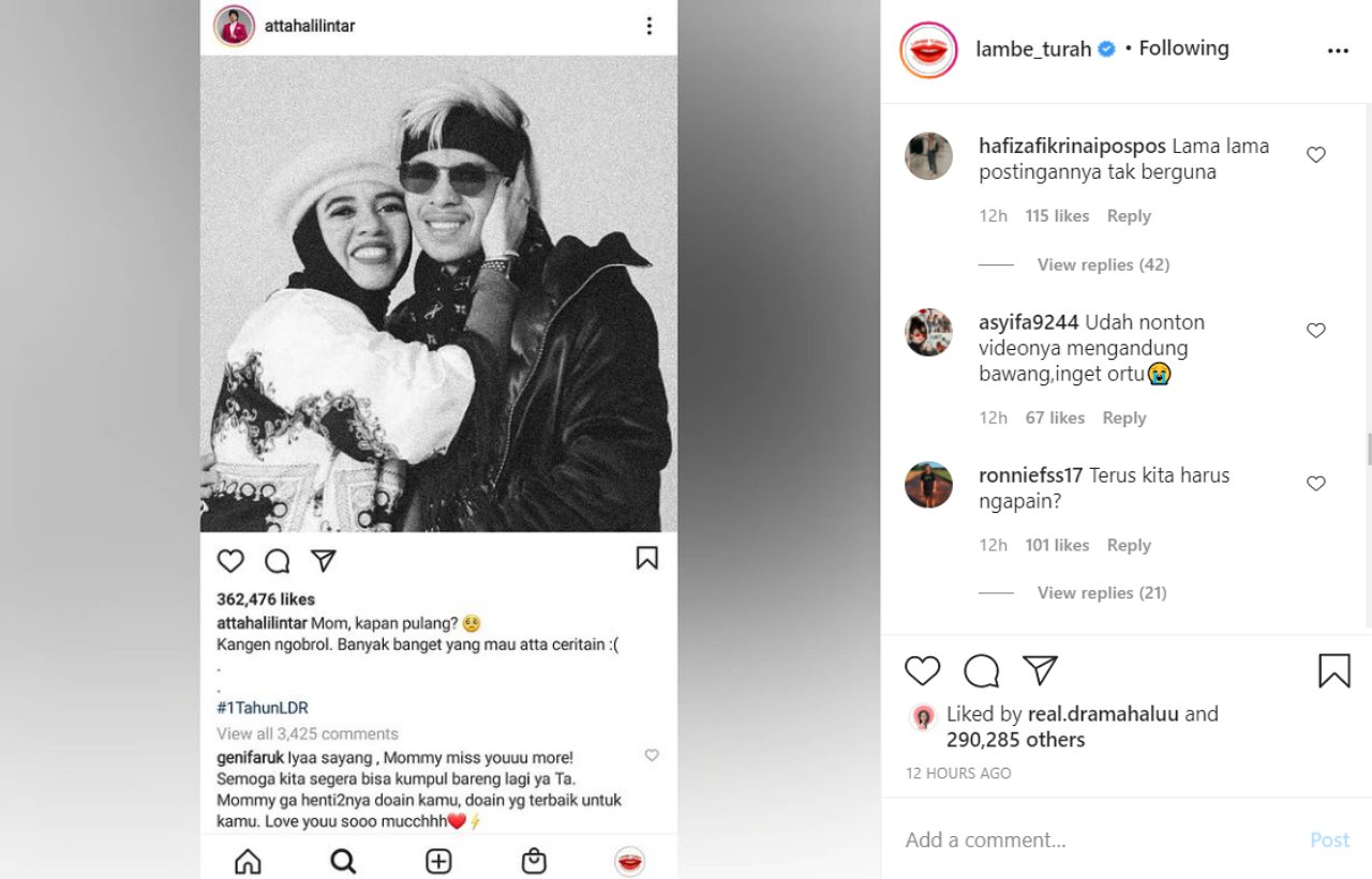 Pesan Rindu Atta Halilintar untuk Sang Ibunda Bikin Haru, Masih Ada yang Nyinyir