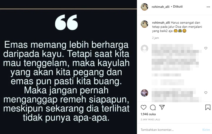 Rohimah Bicara Soal Beda \'Kayu\' dan \'Emas\' Usai Ajukan Gugatan Cerai, Sindir Kiwil?