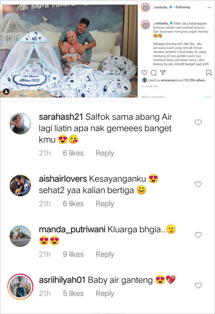 Irish Bella Pamer Momen Bareng Keluarga, Pesona Baby Air Jadi Perbincangan