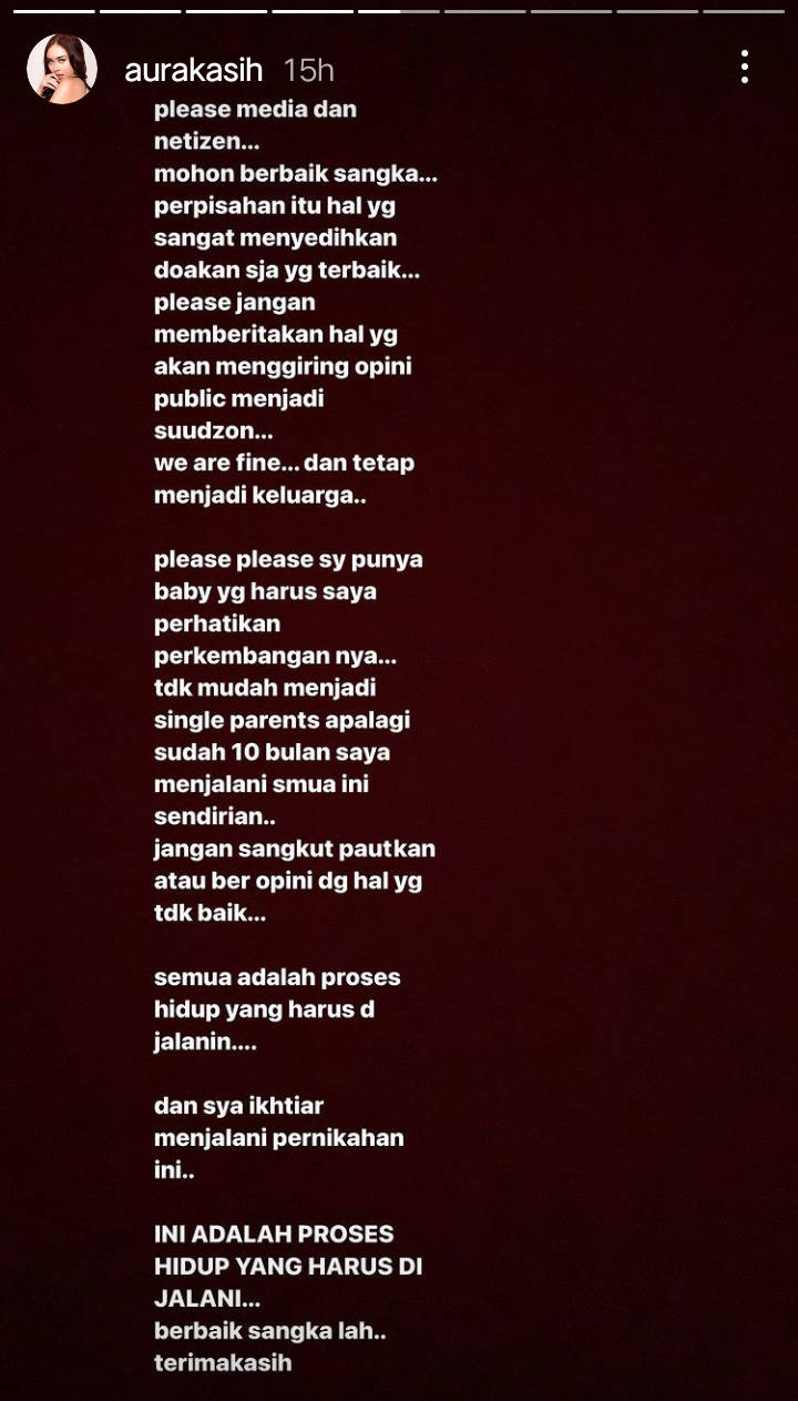 Sebut Perpisahan Menyedihkan, Aura Kasih Tegaskan Tetap Berhubungan Baik dengan Suami