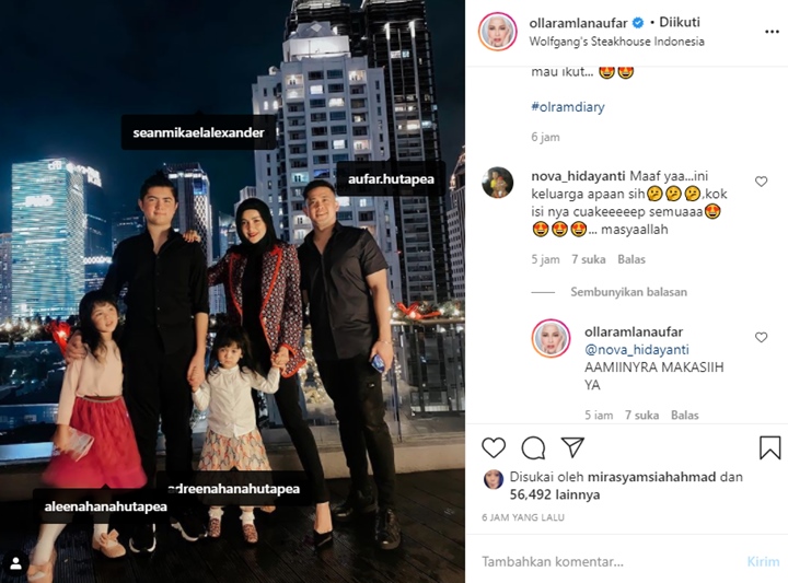 Olla Ramlan Makan Malam Bareng Keluarga, Sang Anak Bujang Curi Perhatian