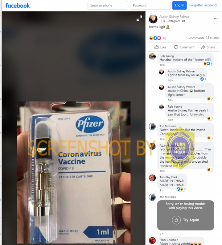 Hoaks Vape Vaksin Pfizer