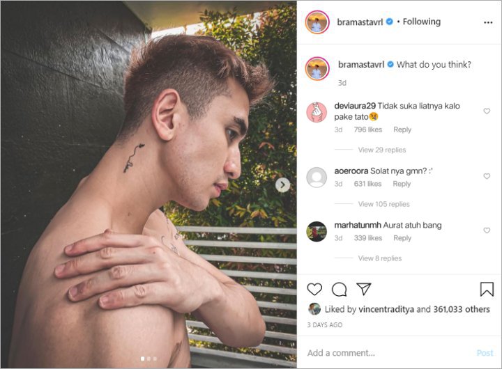 Verrell Bramasta Tuai Reaksi Sinis Saat Pamer Tubuh Bertato, Disinggung Soal Salat