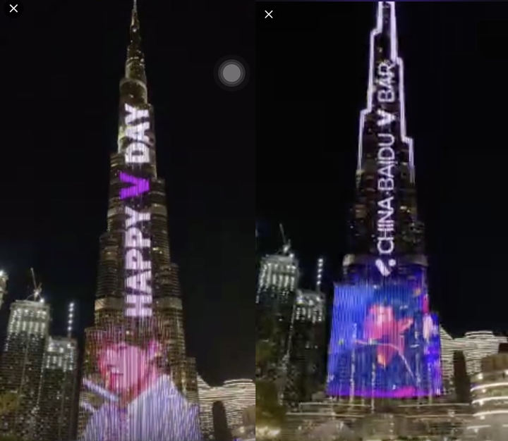 Iklan Ultah V BTS Hiasi Gedung Tertinggi di Dunia, Seleb Kedua Setelah Shah Rukh Khan