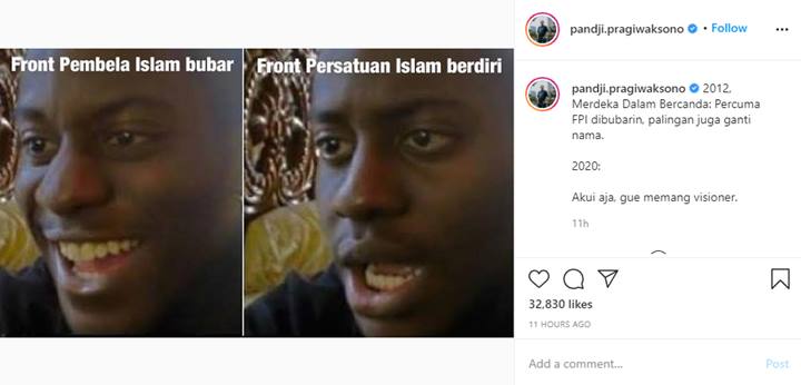 Tahun 2012, Pandji Pragiwaksono Ternyata Sudah Ramal FPI Bakal Dibubarkan Lalu Ganti Nama
