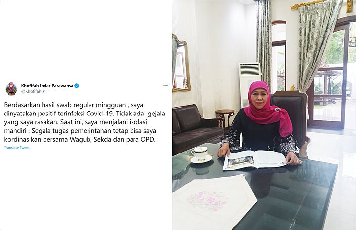 Gubernur Jatim Khofifah Dikonfirmasi Positif COVID-19, Begini Kondisi Terkininya