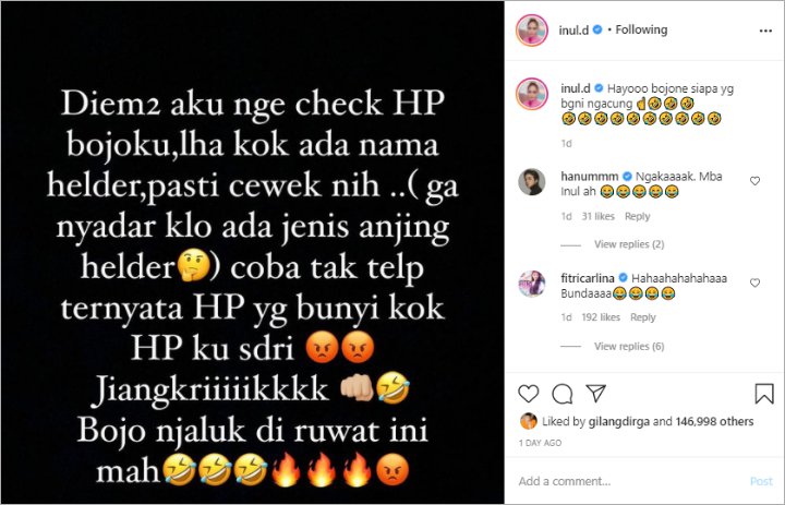 Inul Daratista Syok Lihat Nama Kontaknya di Ponsel Suami, Reaksi Emosi Bikin Ngakak