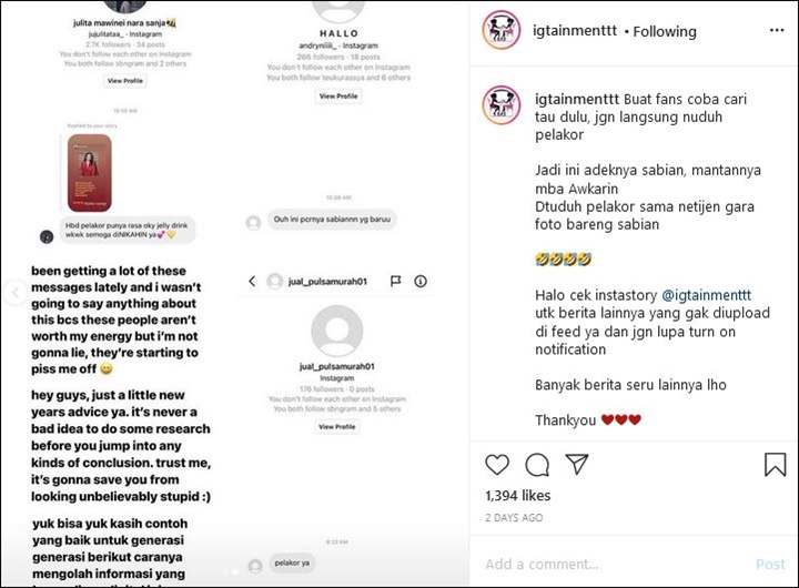 Terseret Isu Awkarin Diselingkuhi Adik Sabian Tama Sindir Haters Usai Difitnah Sebagai Pelakor
