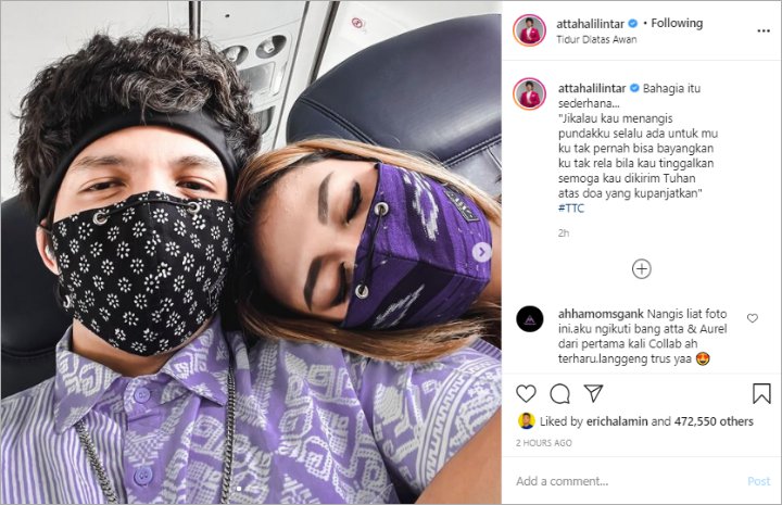 Tepis Isu Putus, Atta Halilintar Pamer Momen Mesra Aurel Sandaran Manja di Pundaknya