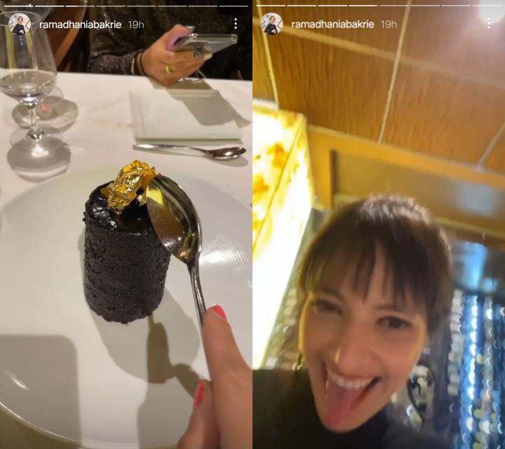 Liburan Mewah ke Dubai, Nia Ramadhani Grogi Saat Cicipi Kue Bertopping Emas
