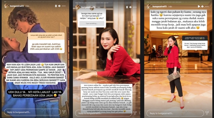Bunga Zainal Bahas Perbedaan Usia 18 Tahun Dengan Suami ...