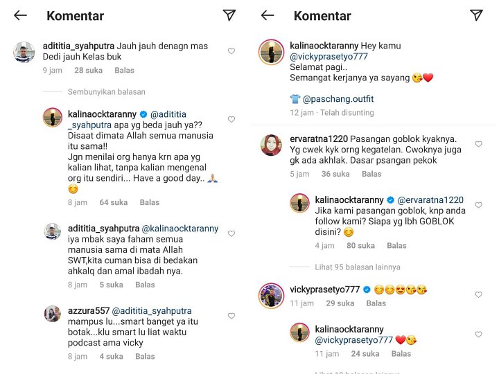Begini Reaksi Kalina Oktarani Saat Vicky Prasetyo Disebut Kalah Kelas Dengan Deddy Corbuzier